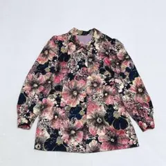 90s レトロ 花柄シャツ(M相当)総柄 個性派　古着コーデ　大人可愛い　派手