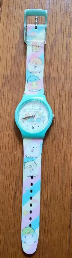 キャラクターイラスト入りミントグリーン腕時計