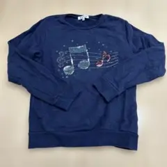 GLOBAL WORK 音符刺繍 ネイビー トレーナー XXL