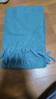 青緑色 フリンジ付きマフラー