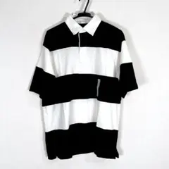【GU】ジーユー 白黒 ボーダー 五分袖 ポロシャツ メンズ Sサイズ【新品】