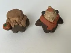 たかはたまさお　木彫り風フィギュアコレクション　柿どうぞ熊&首元温め熊 セット