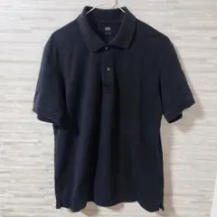 【L】UNIQLO ユニクロ ドライカノコポロシャツ ブラック 黒