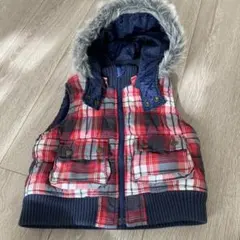チェック柄ファー付きベスト 95