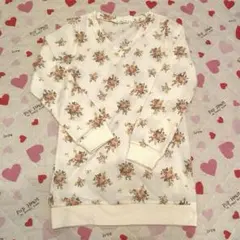 ハニーズ　アイボリー 花柄 Vネック 長袖 トップス　Mサイズ
