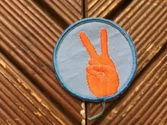 【70's ピースサイン ワッペン】ビンテージ ヒッピー