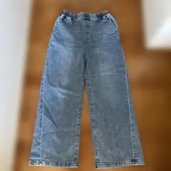 グローバルワークデニムパンツ ウエストゴム ワイドシルエットM