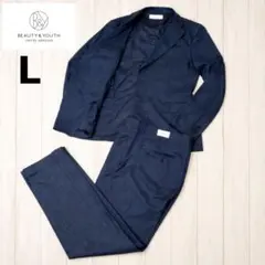 極美品 ビューティ＆ユース×東レ リランチェ セットアップ ネイビー L 洗える