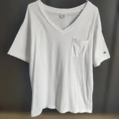 Champion ホワイト Vネック Tシャツ L