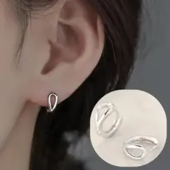 雫 サークル 小ぶり シンプル モチーフ ミニ ピアス シルバー キャッチレス