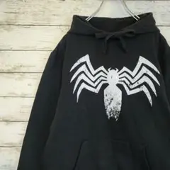 古着 MARVEL マーベル スパイダーマン パーカー 奇抜ロゴ ブラック 黒のサムネイル