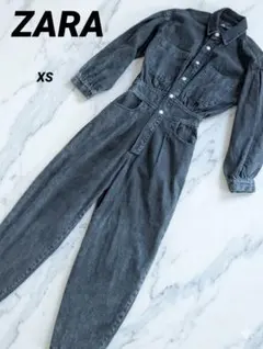 ZARA ザラデニムオーバーオール　ブラック XS 井原葵さん着用 デニムつなぎ