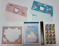 No.96 ハローキティー　シール付きメモ帳&封筒&シール&ミニ色紙　平成当時品