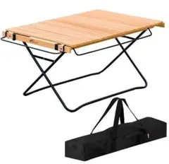 FIELDOOR 折りたたみ テーブル 木製天板 アウトドア 90×60×45のサムネイル