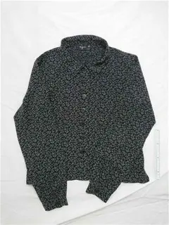 ＆アニエスベー 花柄 長袖シャツ ブラック系 日本製 ポリエステル100%