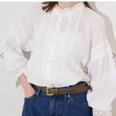 スローブイエナ　今春新作　コットンレースフリルブラウス