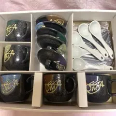 第一陶器　お魚　和モダン　コーヒーカップ　5客セット　スプーン　トレー　レトロ