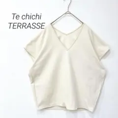 テチチテラス 半袖カットソー アイボリー Vネック ドルマン 上品 きれいめ 春