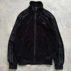 人気 アディダス ベロア トラックジャケット 黒 ジャージ M ユニセックス