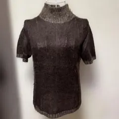 KT ブラウン ハイネック 半袖セーター Ｍ