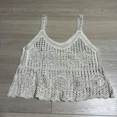アイボリー かぎ針編み ビスチェ　コカ　クロシェ　キャミソール　ベスト