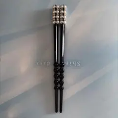 黒いパール装飾のかんざし2本セット