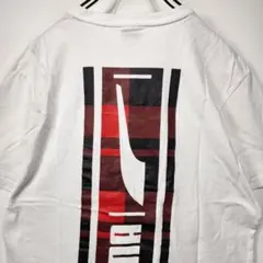 PUMA　半袖　Tシャツ　S　ビッグプリント　ロゴ　良デザイン　ホワイト　古着