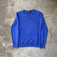 90s Ralph Lauren コットンニット　vネック　ヴィンテージ　古着