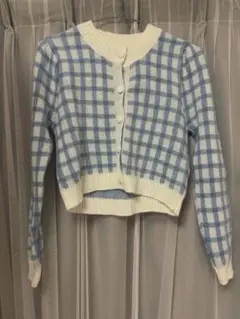 SHEENA チェック　ニットカーディガン