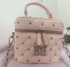 Darich キルティングビジュースクエアミニバッグ バニティ ピンク