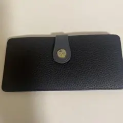 黒レザー長財布 スナップボタン付き　スリム　薄型