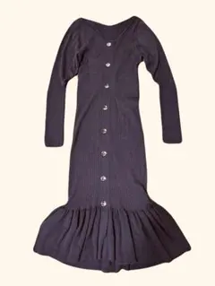 早い者勝ち！SNIDEL リブ編み フロントボタンワンピース S最終お値下げ！