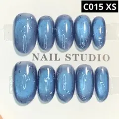 C015現品ネイルチップ　XSサイズ　長19mmマグネットうるツヤシュワちゅるん