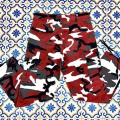 輸入古着 迷彩柄カーゴパンツ メンズSサイズ 女性にも