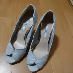 R&E グレー オープントゥ パンプス