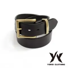 YOROI 黒 本革ベルト 金色バックル 日本製