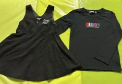 ZIDDY 黒ワンピースと長袖Tシャツのセット　１３０センチ