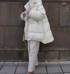 マチャット machatt アイボリー フード付きダウンジャケット - メルカリ