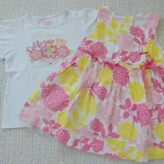 90 花柄　ワンピース　半袖のサムネイル