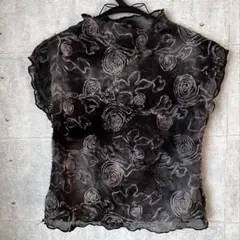 ☆美品【GALLERY】シースルー花柄半袖シャツ/ノースリーブ/タンクトップ/夏