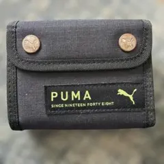 PUMA 三つ折り財布 ブラック×ネオンイエロー　子供用