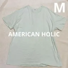 【AMERICAN HOLIC】クルーネック◆ワイドTシャツ/M/ミントグリーン