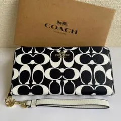 ゼブラ柄でオシャレアイテム】COACH長財布 CC473 SV/BL 未使用品 