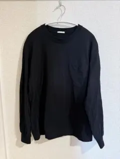 GU コットンビッグT(長袖) S ブラック