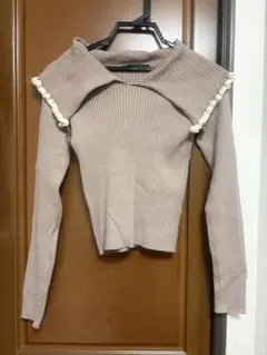 Heather 長袖ニットセーター フリル襟のサムネイル