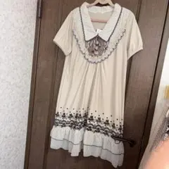 ベージュ 半袖ワンピース ストライプ襟 アクシーズファム　未使用品