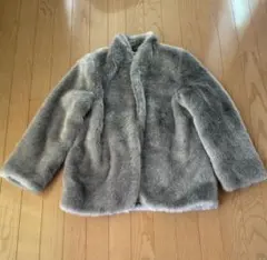 【美品】グレー ファーコート　M