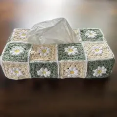 花柄かぎ針編みティッシュボックスカバー