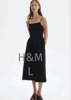 H&M ブラック ノースリーブ ワンピース Lサイズ