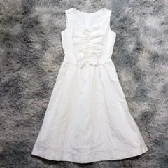 ✨ハロッズ Harrods✨リネン混 フリルワンピース Aライン 白 1のサムネイル